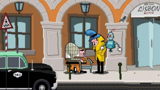 Detective Case and Clown Bot in: Murder in the Hotel Lisbon 