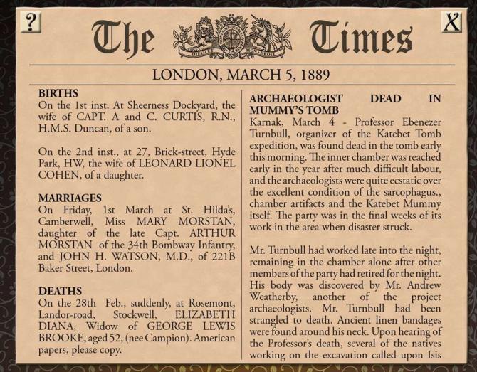 Sherlock Holmes Consulting Detective: The Case of the Mummy's Curse 