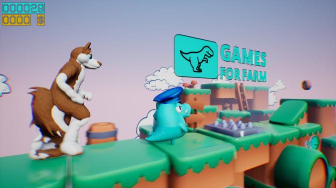 Dino running from a FURRY: GAMESFORFARM 