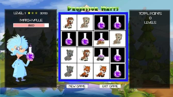 Professor Watts Memory Match Cute Animals 